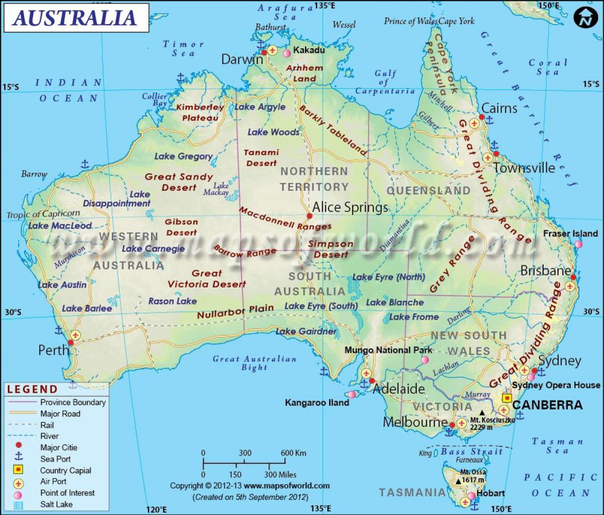 map of Australia with capitals