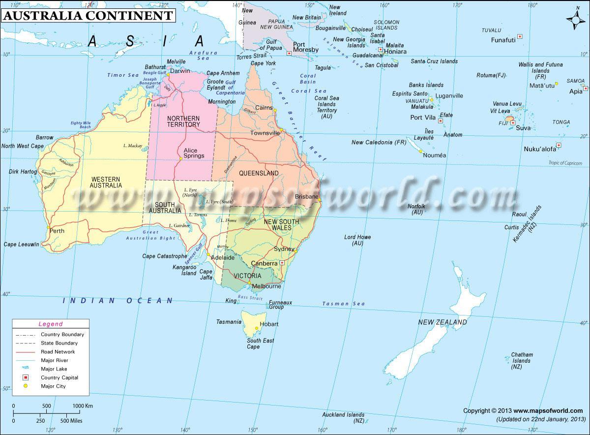 map of Australia continent
