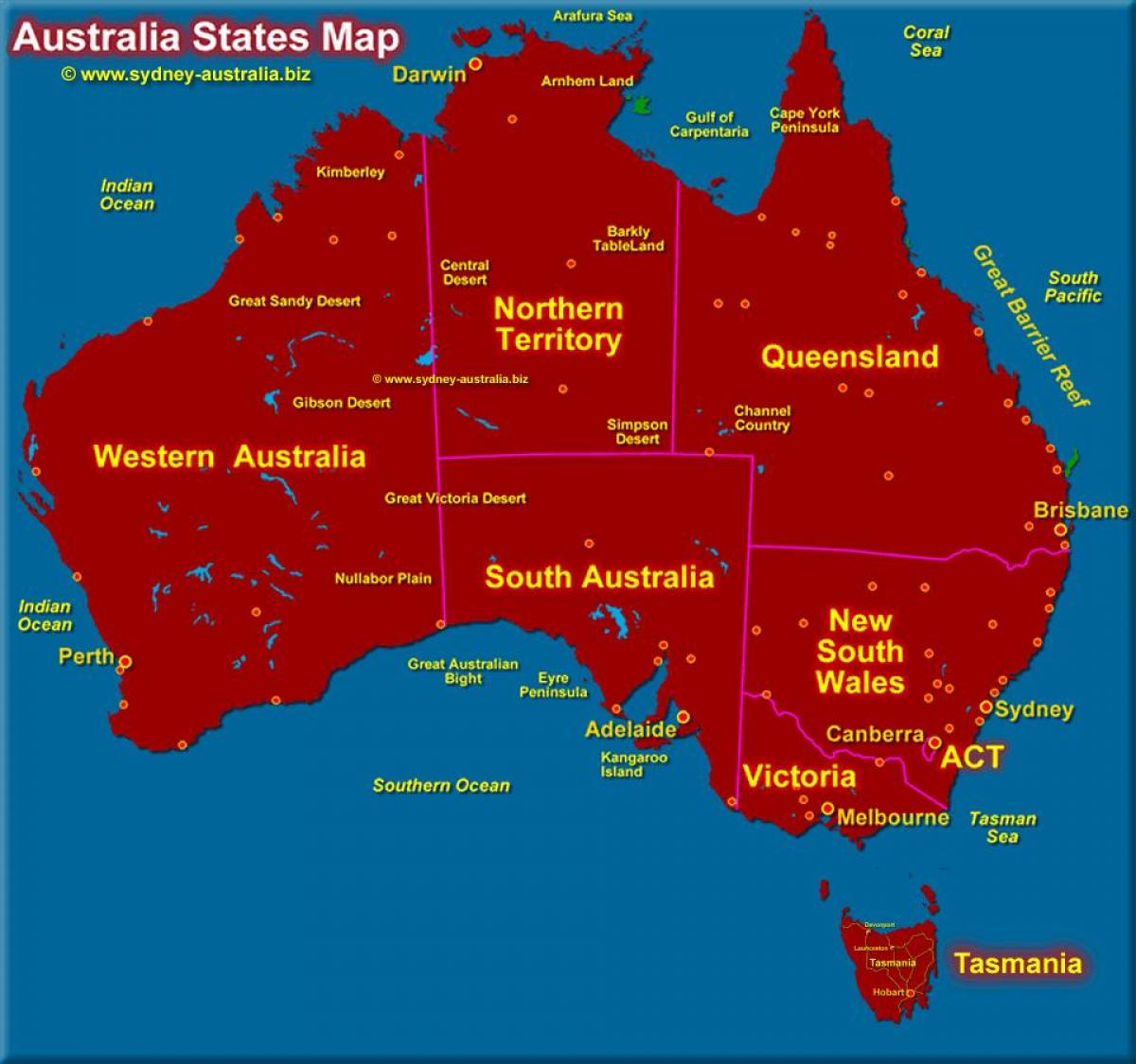 map of Australia showing states