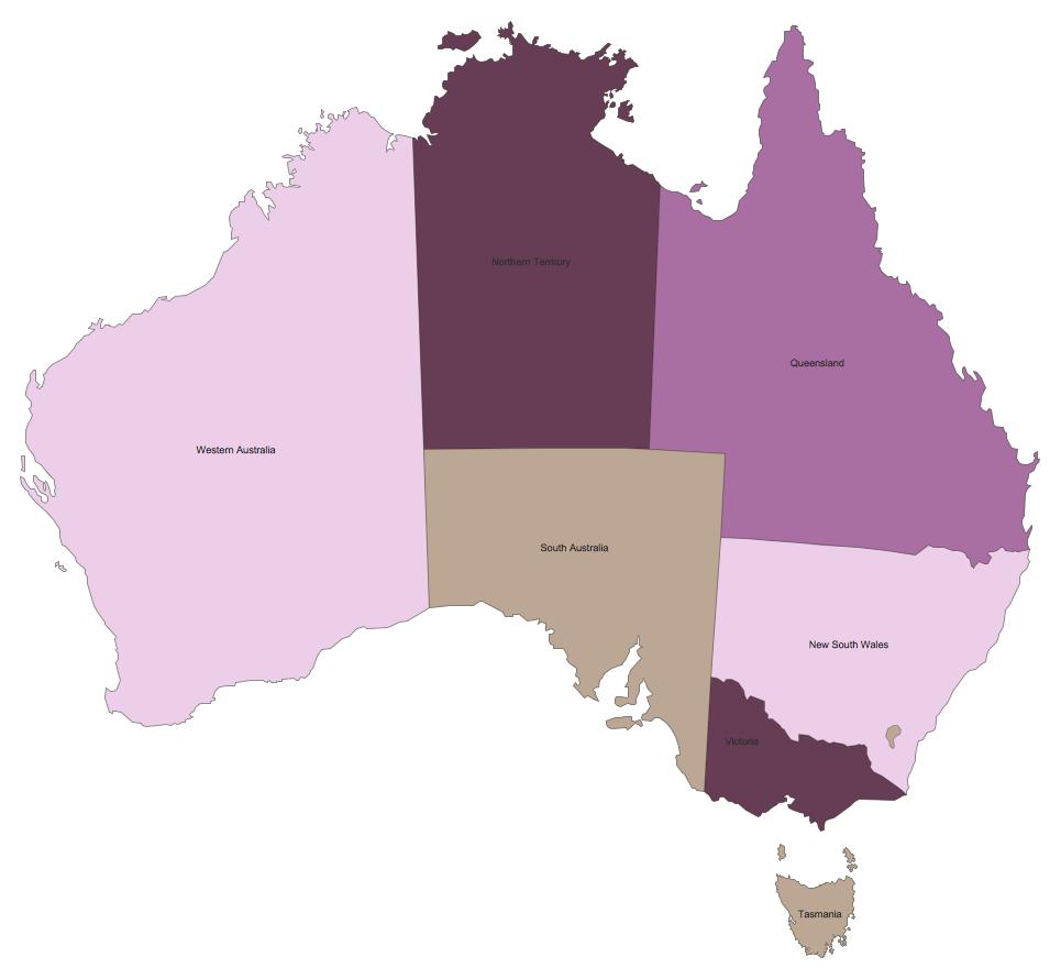 Australian states map - Australian map with states (Australia and New ...