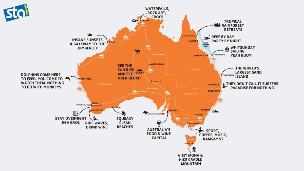 map of Australia beach