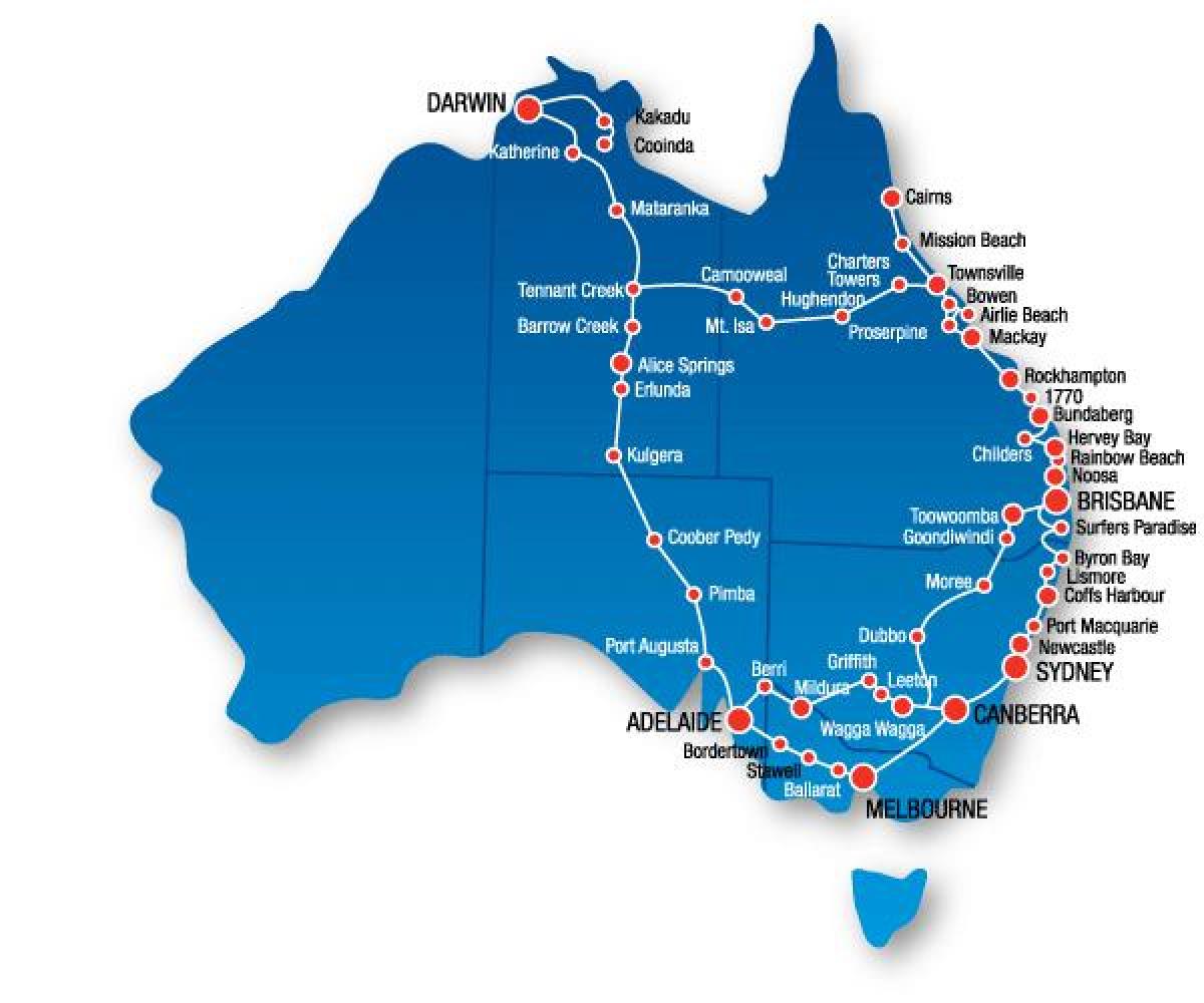 Australia East Coast map - Map of Australia East Coast and New Zealand - Oceania)
