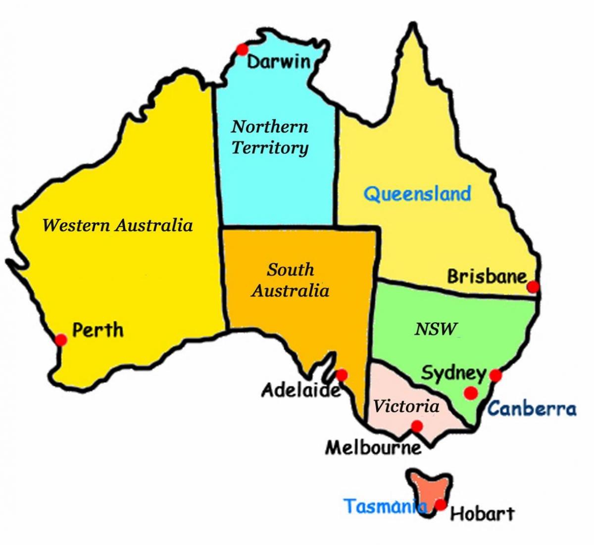 map of Australia with states