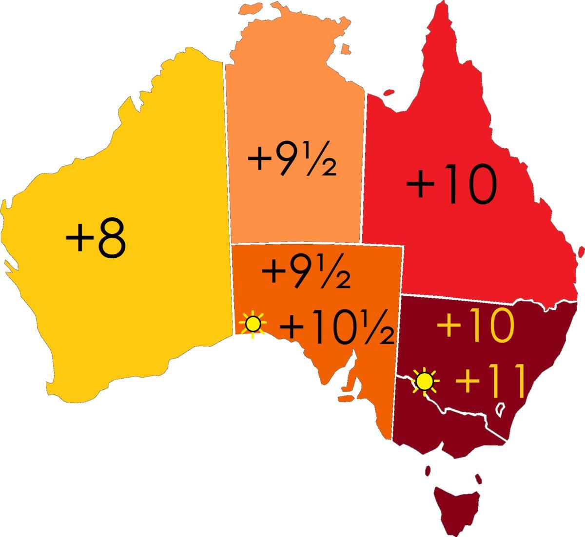 time zones Australia map