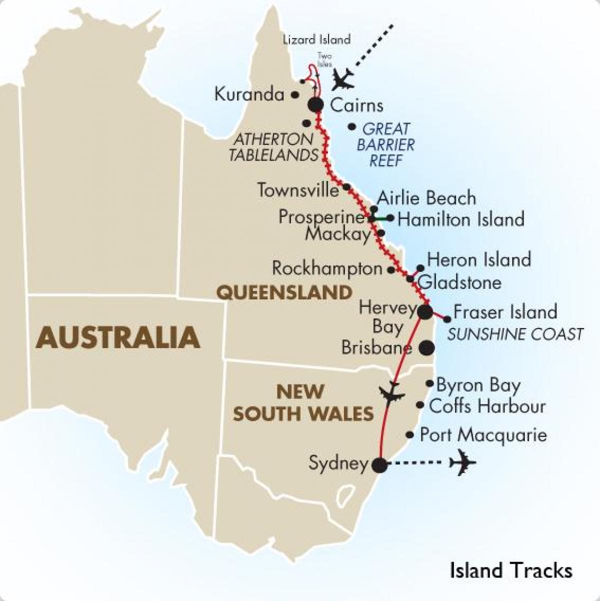 bølge bagage midnat Australian East Coast map - Map of East Coast of Australia (Australia and  New Zealand - Oceania)