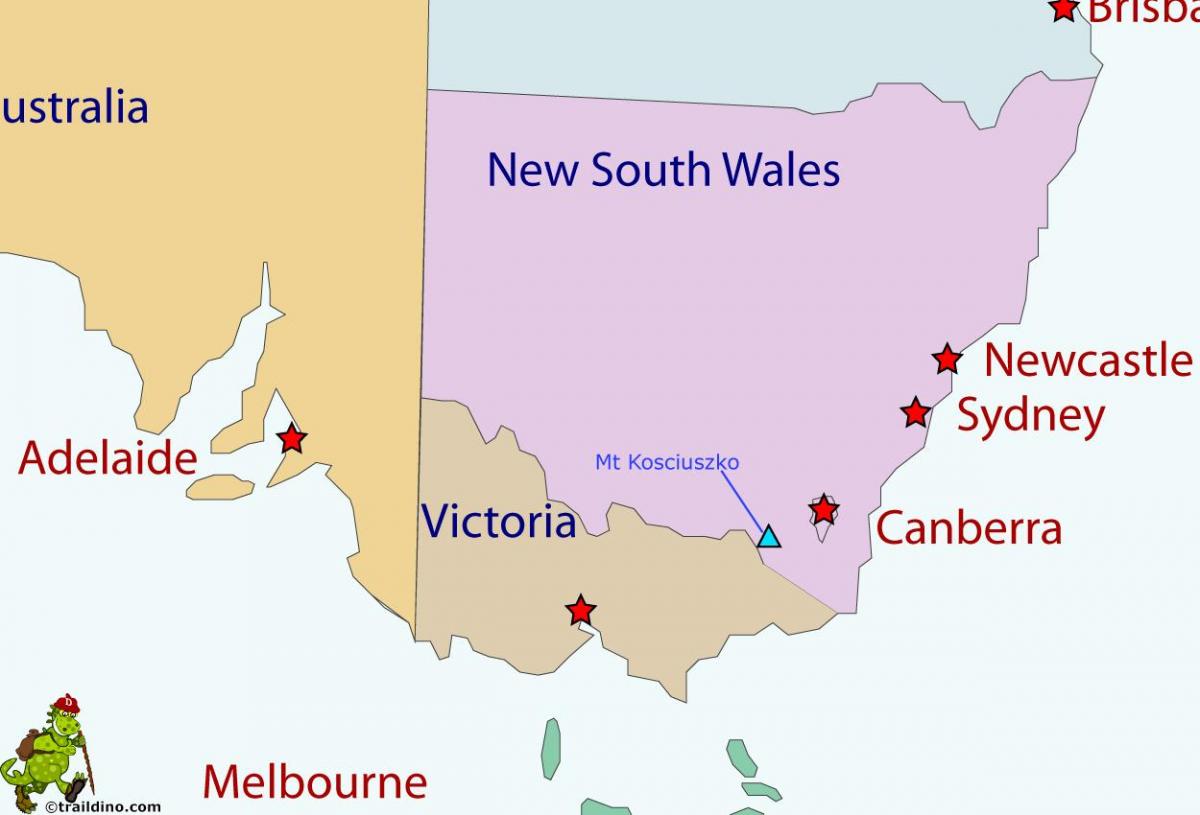 mount Kosciuszko on a map of Australia