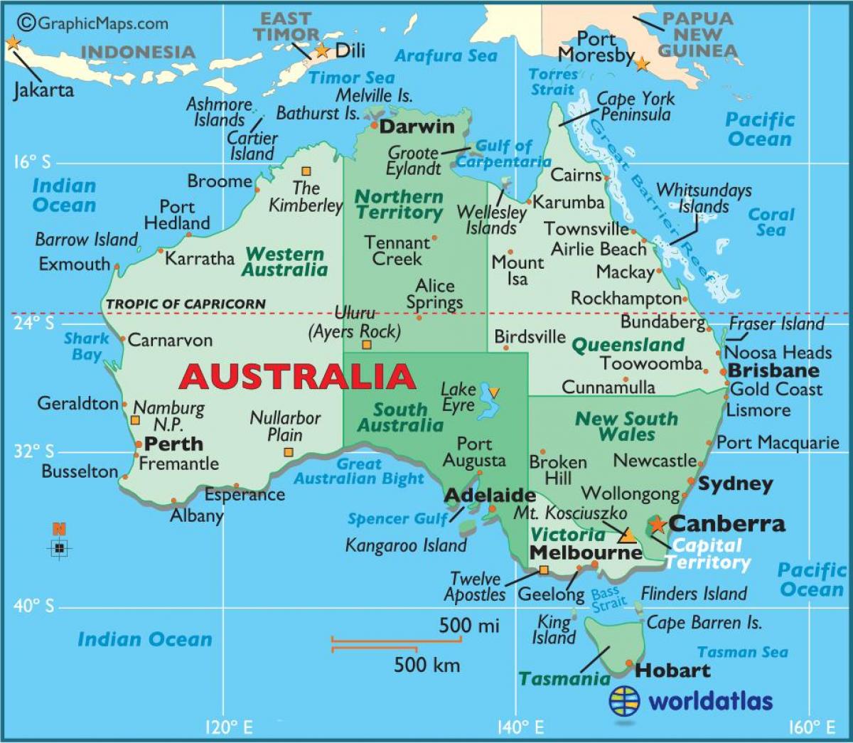 Printable Free Map Of Australia
