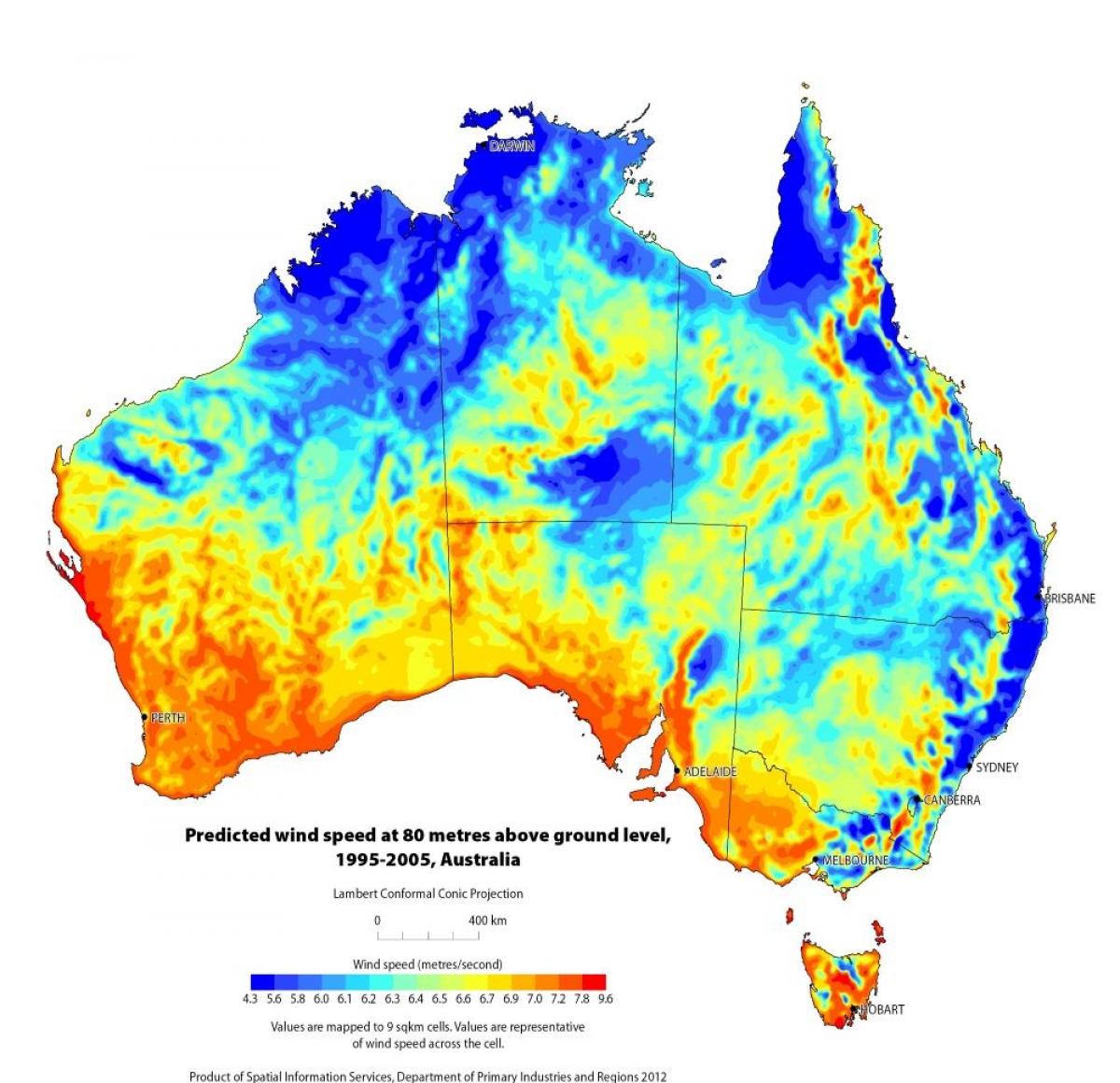 map of wind Australia